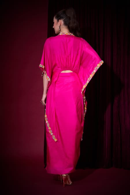 Aayushi Maniar Sumukhi Rani Asymmetric Cape & Draped Skirt Set 