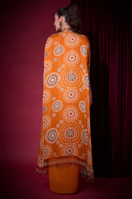 Aayushi Maniar Golakaari Printed Cape & Draped Skirt Set 