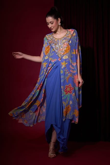 Aayushi Maniar Rangtara Printed Kaftan & Draped Skirt Set 
