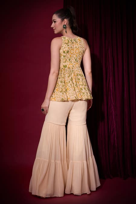 Aayushi Maniar Rasika Printed Peplum Tunic Gharara Set 