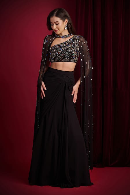 Aayushi Maniar Vira Embroidered Blouse Draped Skirt Set 