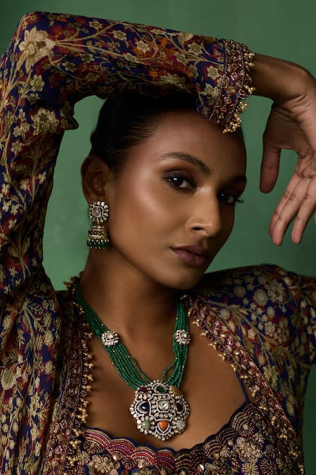 Ridhima Bhasin Blue Chiffon, Organza Sequins, Beads, Seren Printed Jacket Sharara Set at Aza Fashions Ridhima Bhasin_Blue Chiffon, Organza Sequins, Beads, Seren Printed Jacket Sharara Set _at_Aza_Fashions