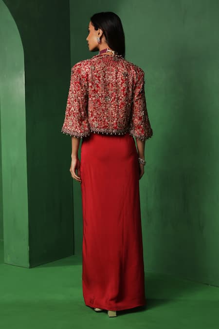 Ridhima Bhasin Abeer Embroidered Jacket Draped Skirt Set 