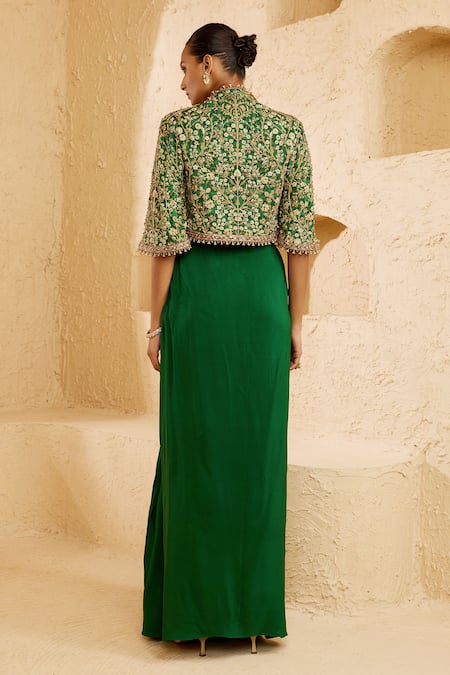 Ridhima Bhasin Arden Embroidered Jacket & Draped Skirt Set 