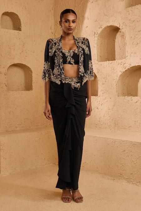 Ridhima Bhasin Lustre Embellished Jacket Skirt Set 