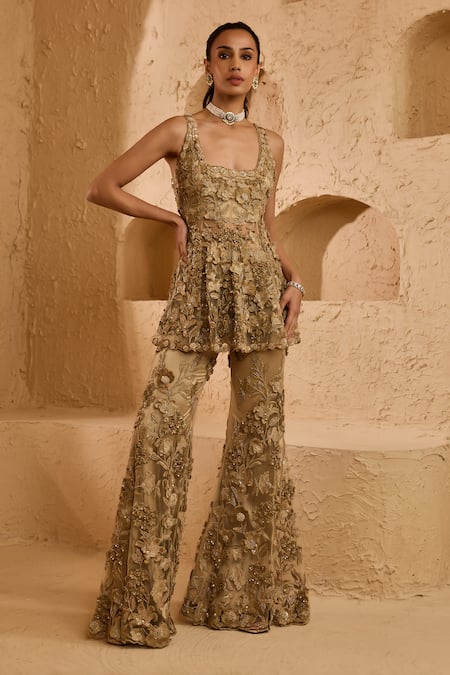 Ridhima Bhasin Siora Embroidered Peplum Tunic & Pant Set 