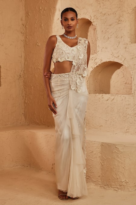 Ridhima Bhasin Esme Embroidered Pre-Draped Saree & Blouse Set 