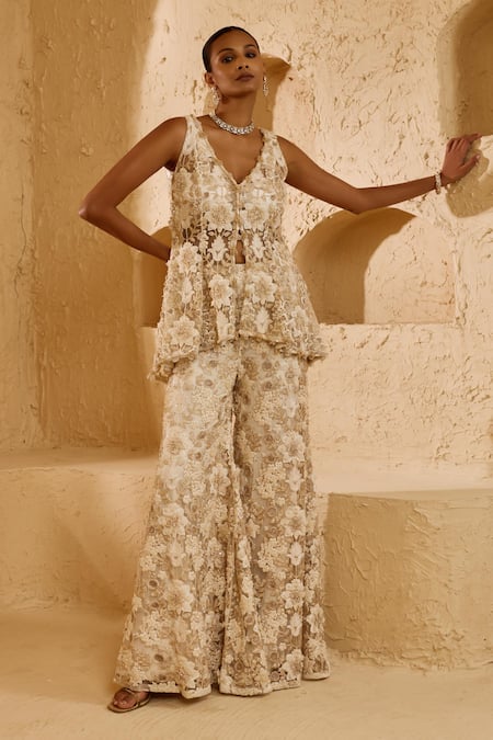 Ridhima Bhasin Scarlet Floral Embroidered Kurta Set 