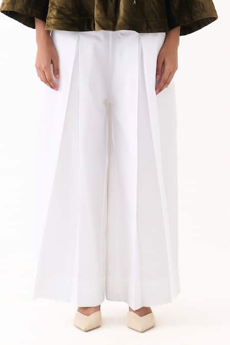 Buy_Three_Olive Green Velvet, Poplin Embroidery Collared Shirt With Inverted Pleated Pant _Online_at_Aza_Fashions