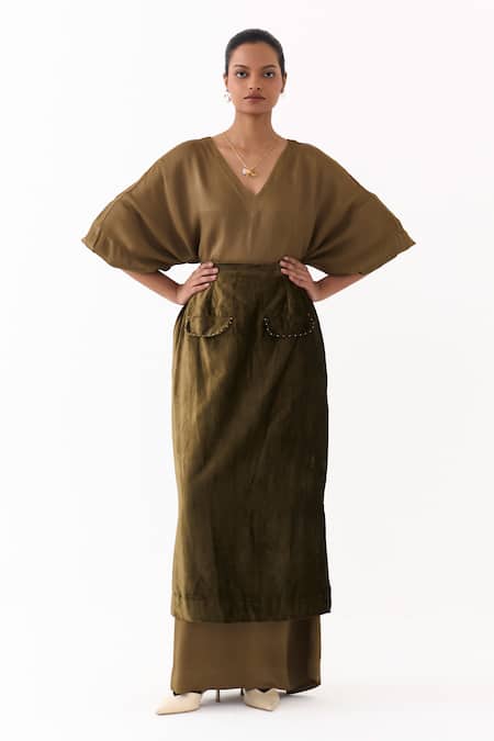 Three Solid Kaftan With Skirt 