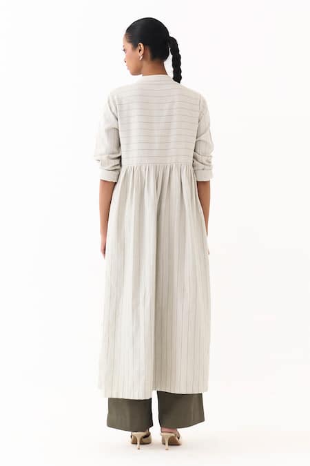 Three Striped Pattern Gathered Jacket & Pant Set 