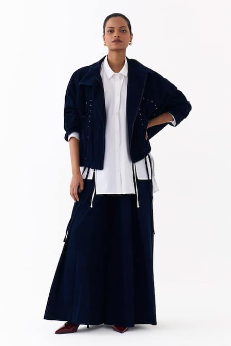 Three Corduroy Bomber Jacket Skirt Set 