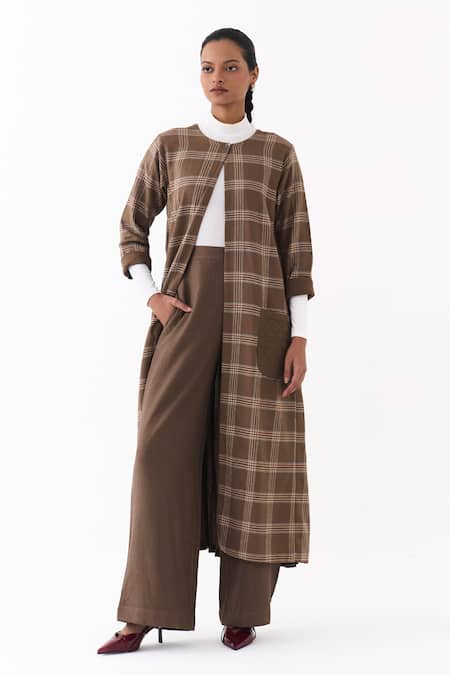 Three Cedar Check Pattern Jacket & Pant Set 