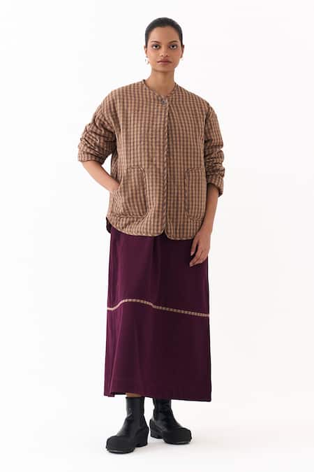 Three Quilted Pattern Jacket With Midi Dress 