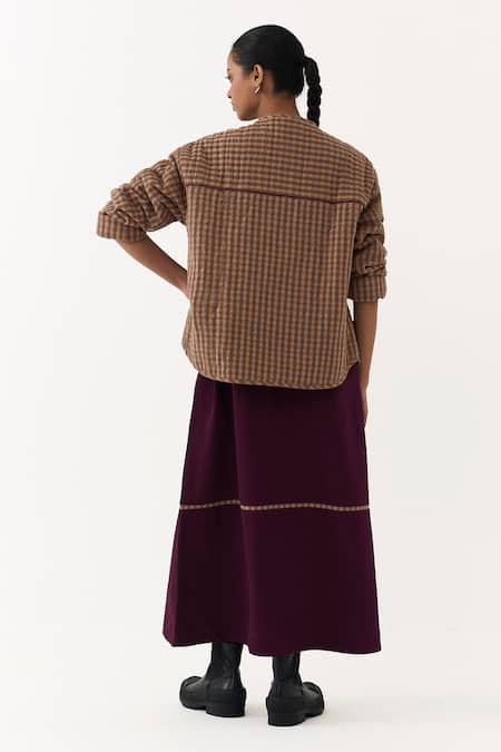 Three Quilted Pattern Jacket With Midi Dress 