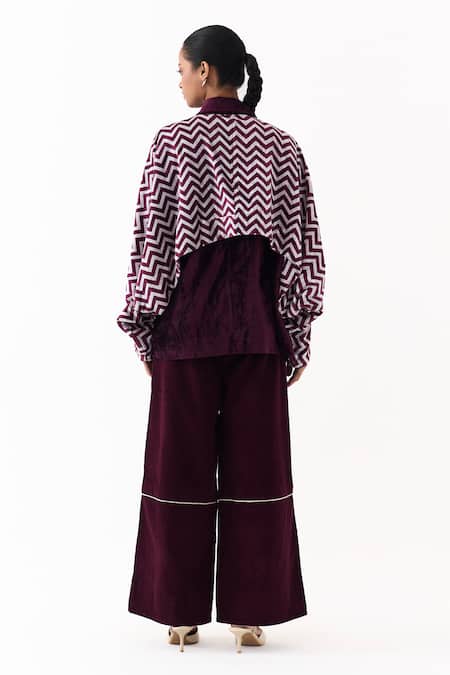 Three Velvet Jacket & High Waist Pant Set 