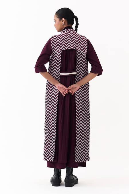 Three Chevron Pattern Jacket With Dress