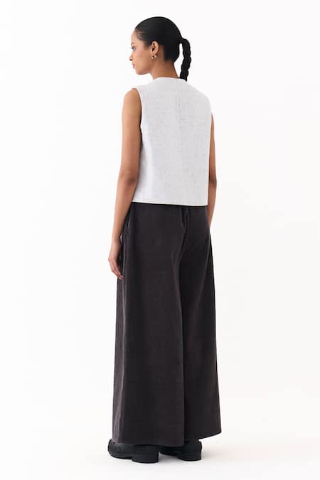 Three Overlap Vest & Box Pleated Palazzo Set