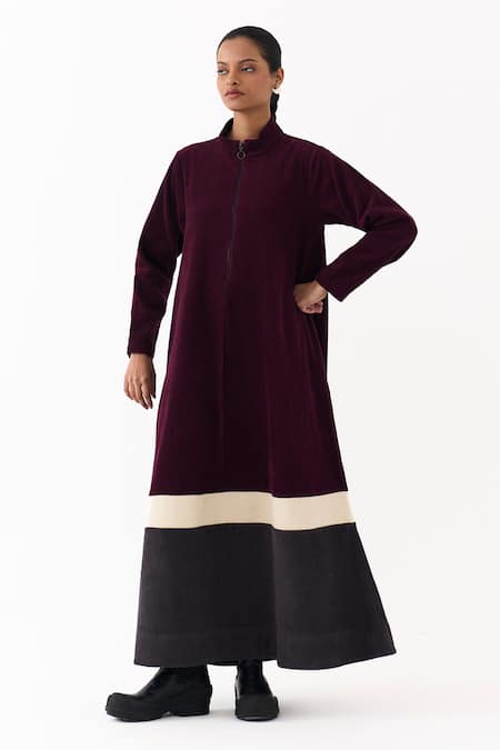 Three Corduroy Turtle Neck Maxi Dress