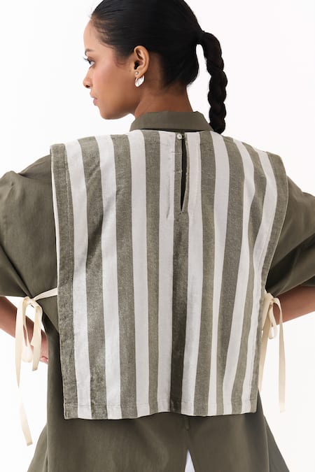 Three Panelled Striped Overlay Shirt