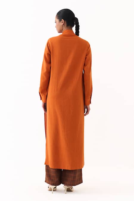 Three Melange Flap Placket Long Tunic 