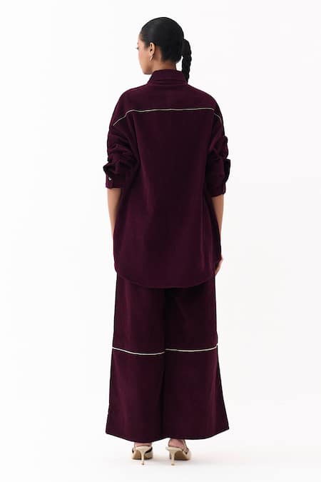 Three Patchwork Embroidered Corduroy Shirt 