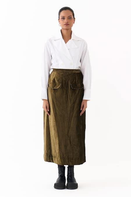 Shop_Three_White Poplin Collared Double Breasted Notch Shirt _Online_at_Aza_Fashions