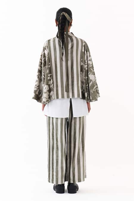 Three Floral & Stripe Print Jacket