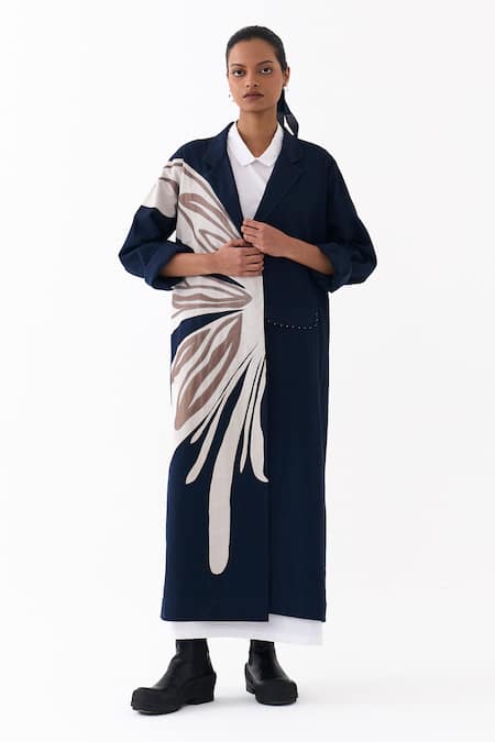 Three Floral Applique Embroidered Jacket