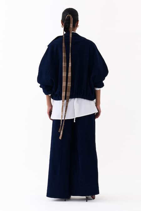 Three Corduroy Drawstring Bomber Jacket