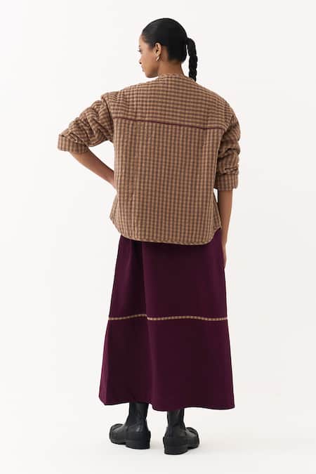 Three Caramel Checkered Pattern Jacket 