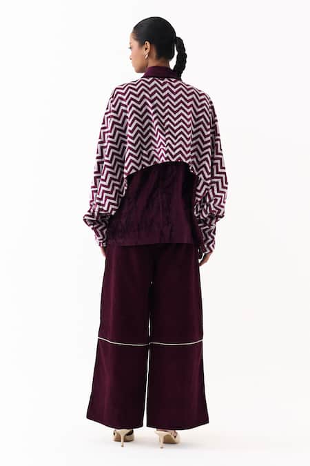 Three Velvet Chevron Pattern Jacket