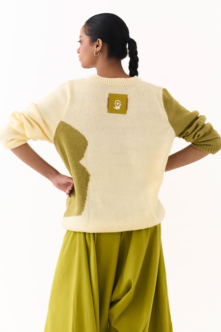 Three Hand Knitted Abstract Pattern Sweater