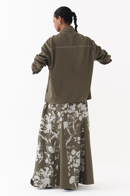 Three Floral Print Circular Skirt 