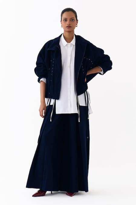 Three Corduroy Box Pleated Palazzo 