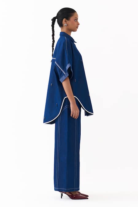 Buy Three Blue Denim Embroidery Placement Pant Online at Aza Fashions Buy_Three_Blue Denim Embroidery Placement Pant _Online_at_Aza_Fashions