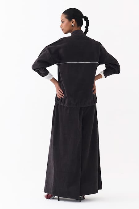 Three Corduroy Box Pleated Palazzo