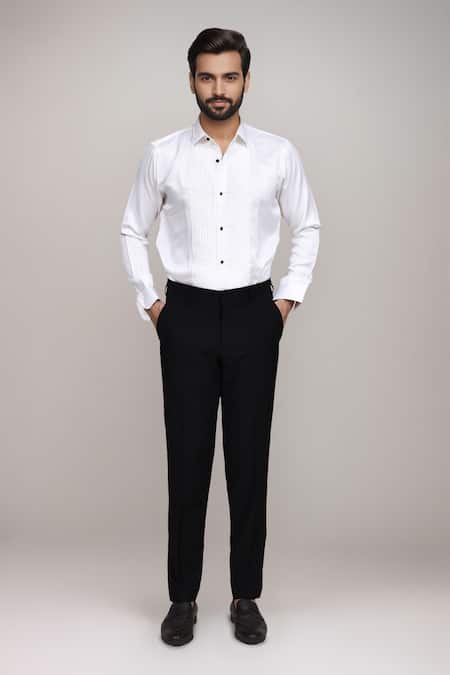 Arihant Rai Sinha_Black Satin, Silk Pipe Work Suit Set _Online_at_Aza_Fashions