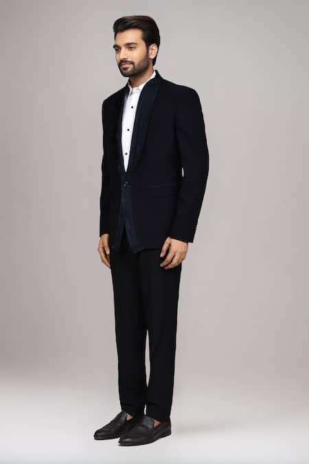 Shop_Arihant Rai Sinha_Black Satin, Silk Pipe Work Suit Set _Online_at_Aza_Fashions