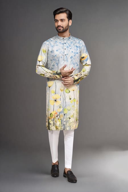 Arihant Rai Sinha Floral Print Kurta & Solid Pant Set 
