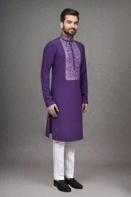 Arihant Rai Sinha_Purple Mirrors Work Kurta And Pant Set _at_Aza_Fashions