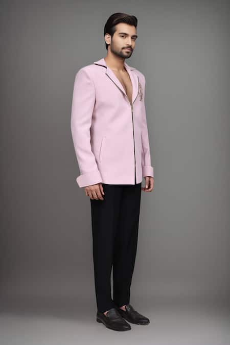 Buy_Arihant Rai Sinha_Pink Embroidery Zipper Jacket And Pant Set 