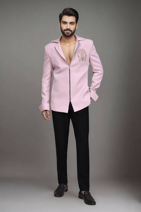 Shop_Arihant Rai Sinha_Pink Embroidery Zipper Jacket And Pant Set 
