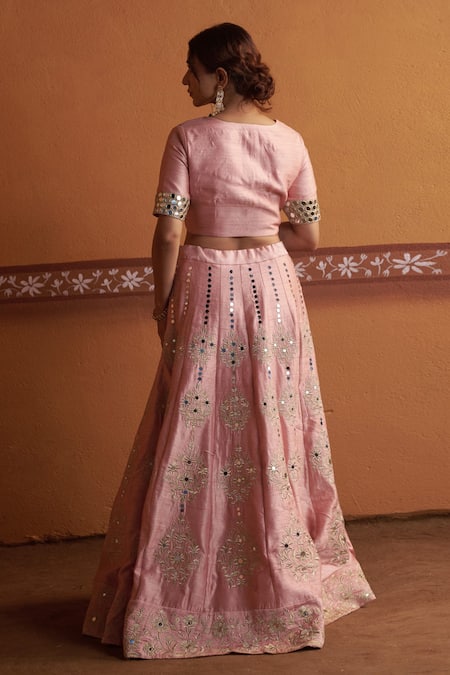 Thetaa Mirror Embroidered Lehenga Blouse Set 