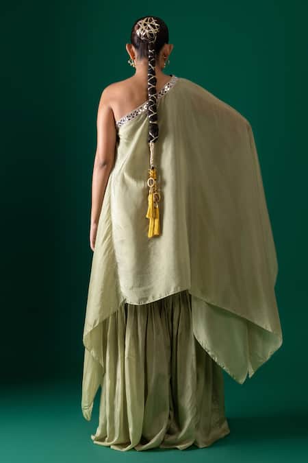 Label Shristi Chetani One Shoulder Tunic & Sharara Set 