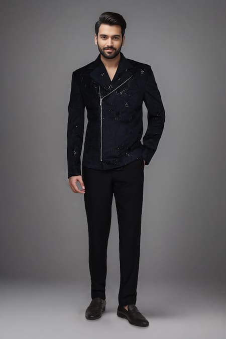 Arihant Rai Sinha Sequin Embroidered Velvet Asymmetric Blazer 