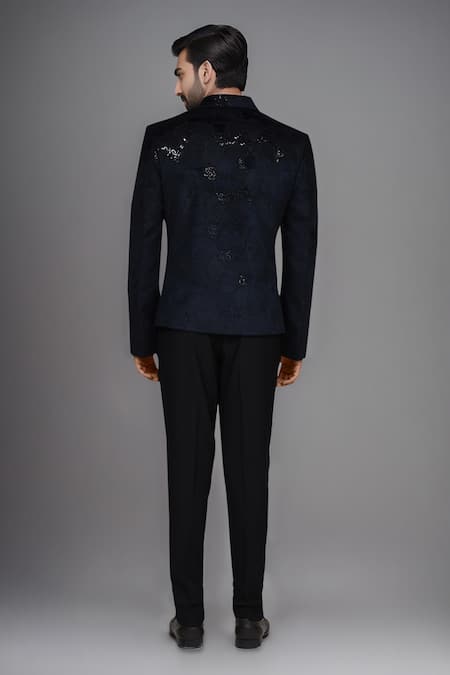 Arihant Rai Sinha Sequin Embroidered Velvet Asymmetric Blazer 