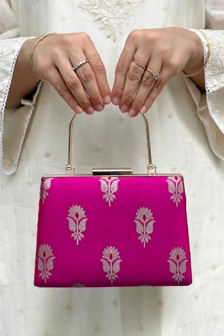 Amyra Sutra Silk Meena Work Clutch 