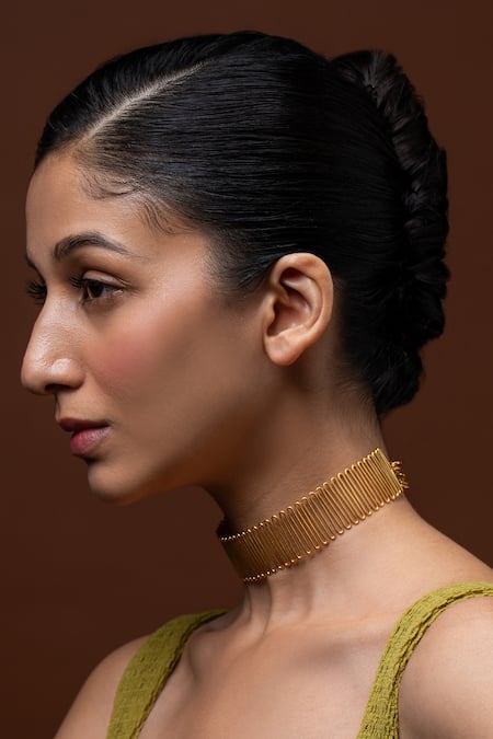 Ethnic Andaz_Gold Plated Spiral Meadow Choker _Online_at_Aza_Fashions