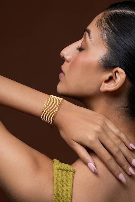 Ethnic Andaz_Gold Plated Spiral Meadow Bracelet _Online_at_Aza_Fashions